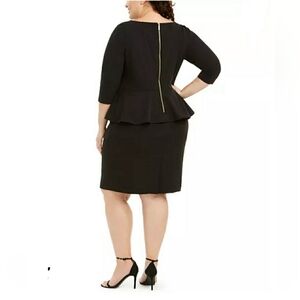 Calvin Klein Plus Size Peplum Sheath Dress Black, Gold Back Zipper Size 14